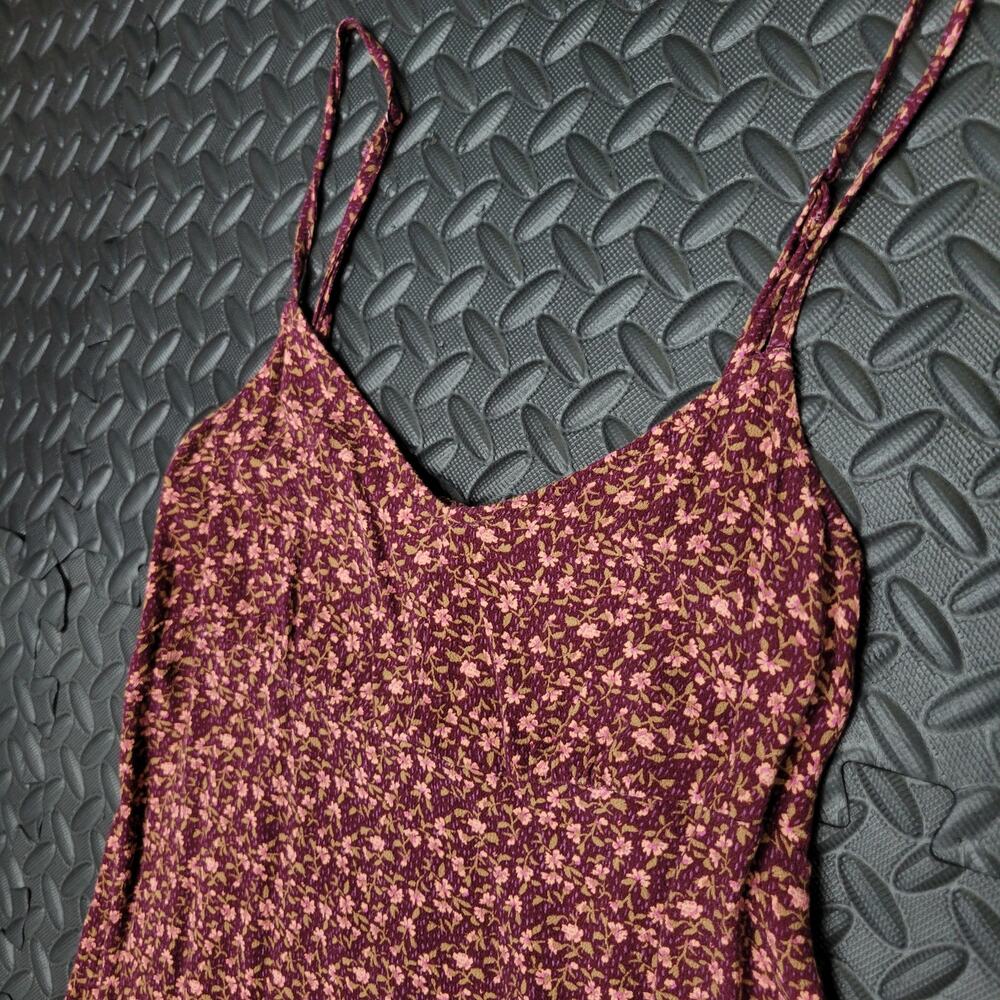 American Eagle Floral Maxi Dress XS Burgundy Pink Boho Cottagecore